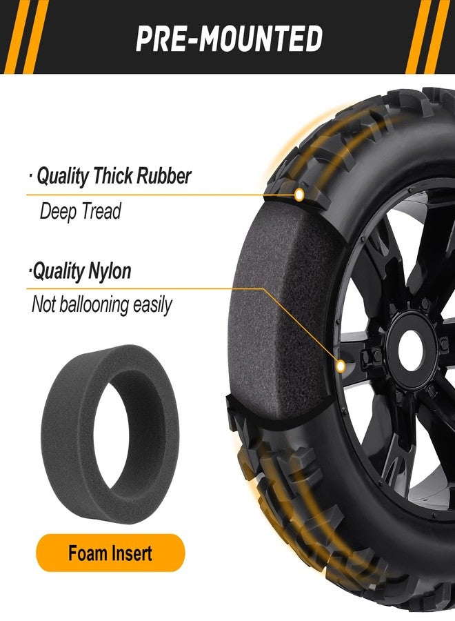 Crazyhobby Preglued 17mm Hex RC Truck Tires and Wheels for 1/8 Scale Arrma Kraton Notorious 6s Traxxas Maxx Sledge E-Revo 2.0 Redcat Racing Kaiju HPI Savage Monster Truck Replacement - Image 2